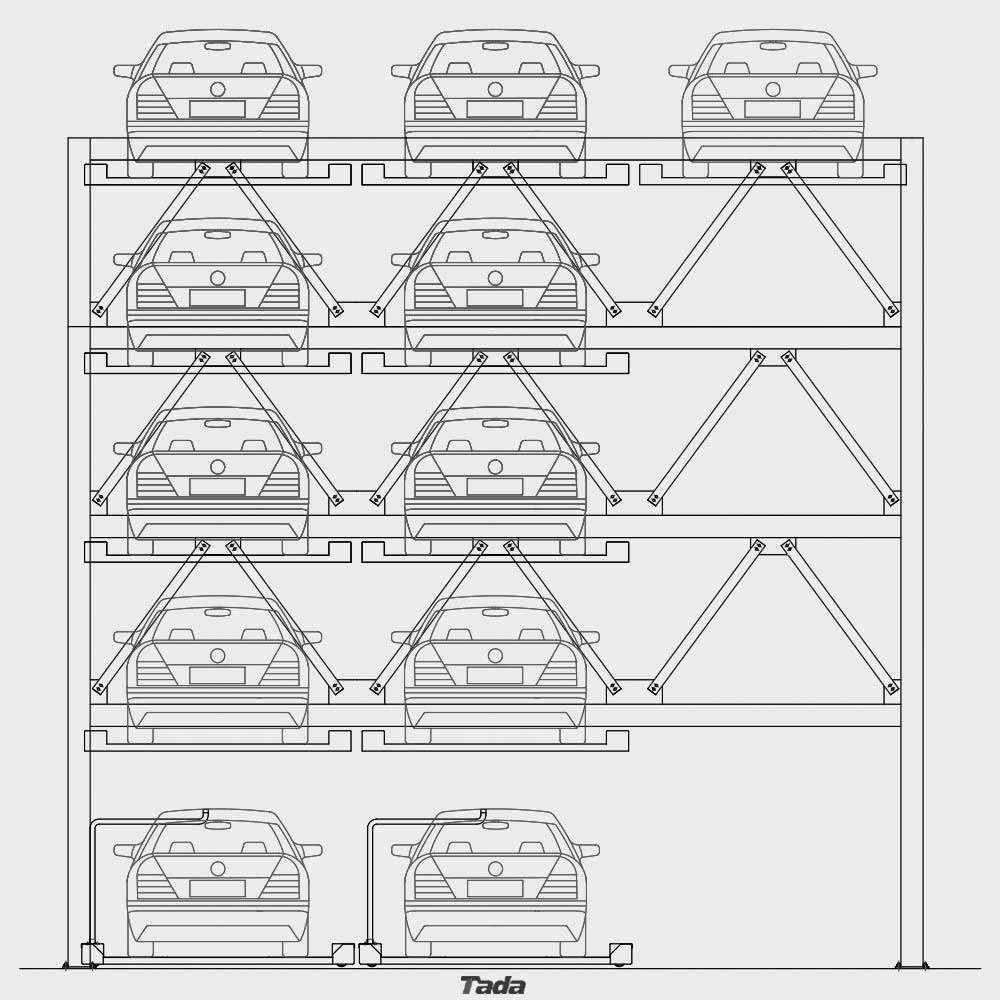 PSH5层升降横移式立体车库示意图参数结构图及立体车库图纸
